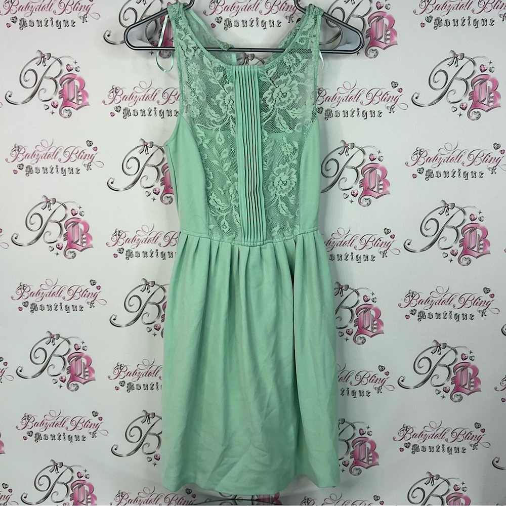 Zara Mint Green Backless Lace Dress
